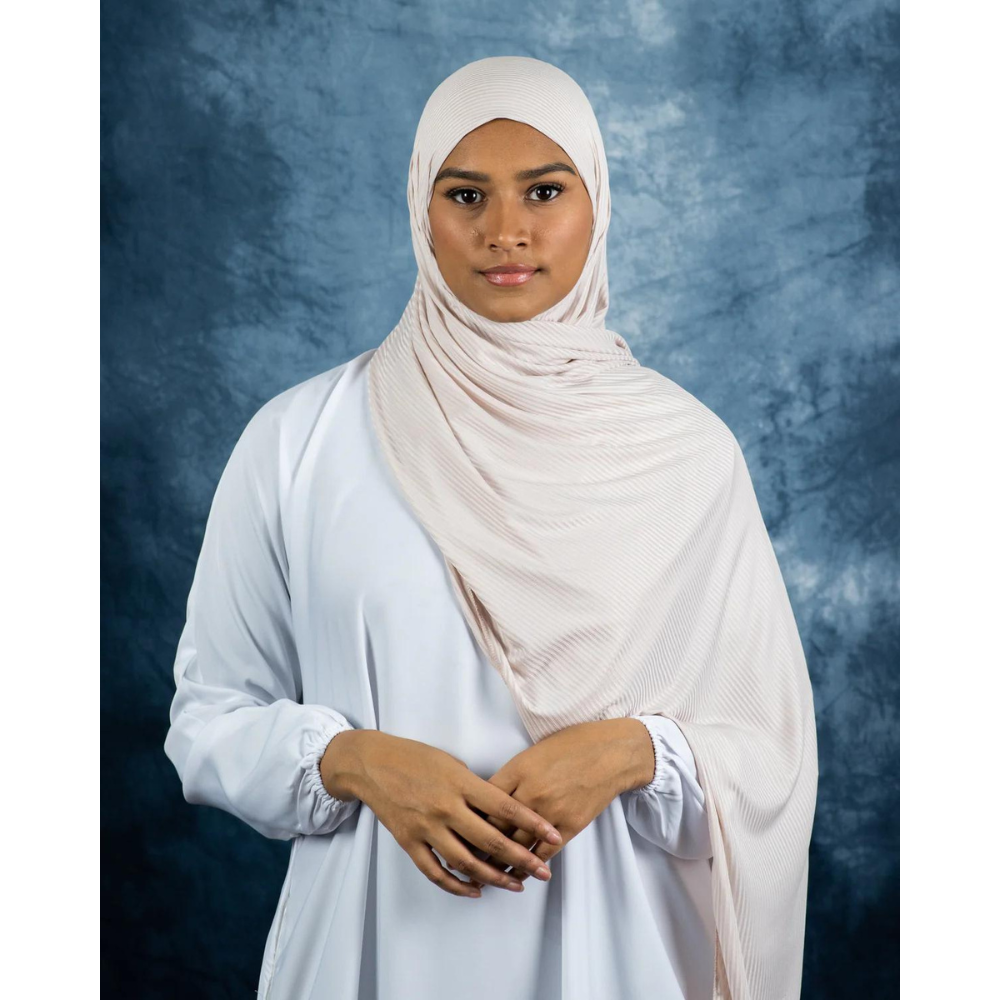 Ribbed Jersey Hijab-White