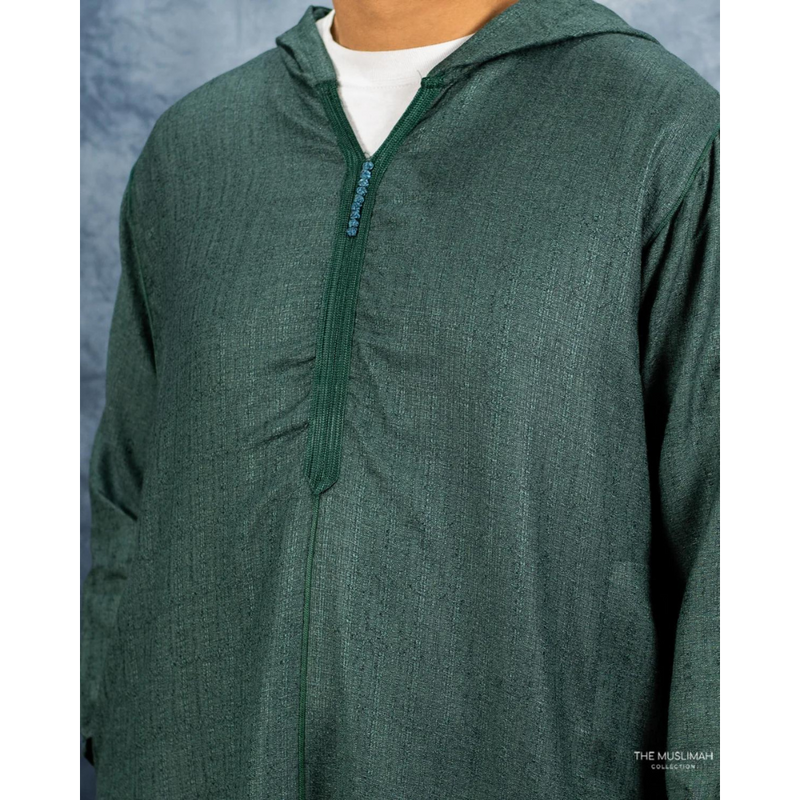 Moroccan Hoodie Thobe (Emerald Green)