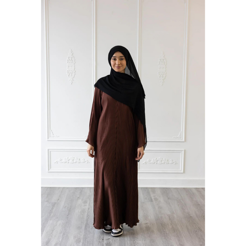 Pleated Plain Abaya (Old Copper)