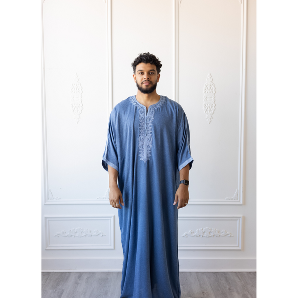 Moroccan 3/4 Sleeve Thobe (Persian Blue)