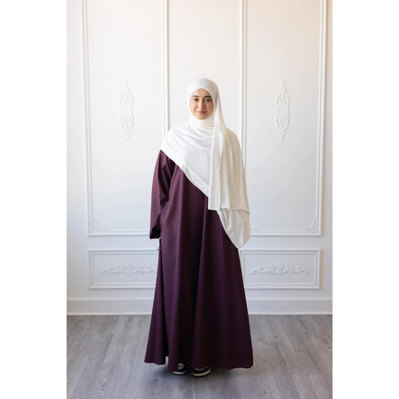 Umm Salama Cotton Blend Loose Fit Abaya - Raspberry Glaze