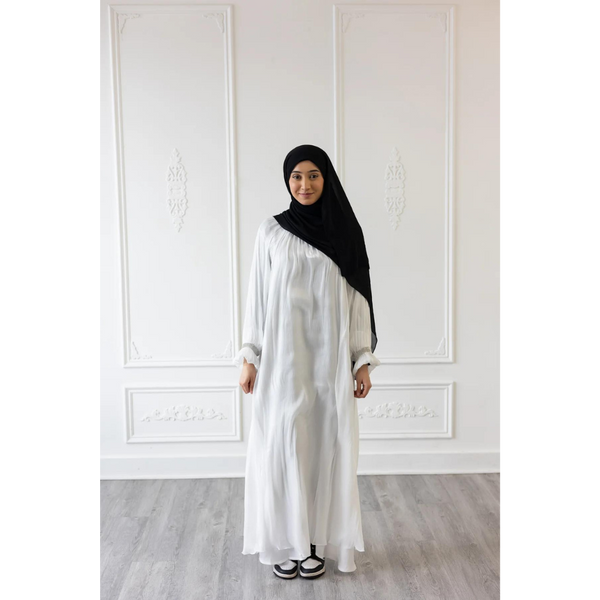 Puff Sleeve Glam Abaya (White)