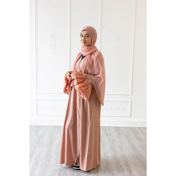 Puff Sleeve Glam Abaya (Apricot)