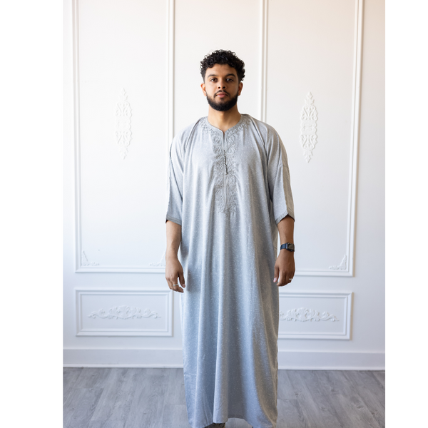 Moroccan 3/4 Sleeve Thobe (Lavender Grey)