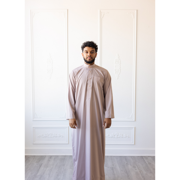 Saudi Collared Thobe Jubbah MC Cotton Blend - Seashell