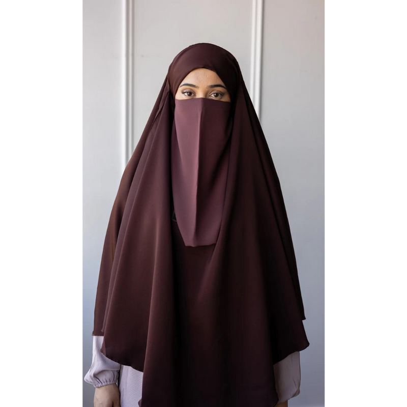 Luxury Black Elastic Half Niqab (Cocoa Brown)