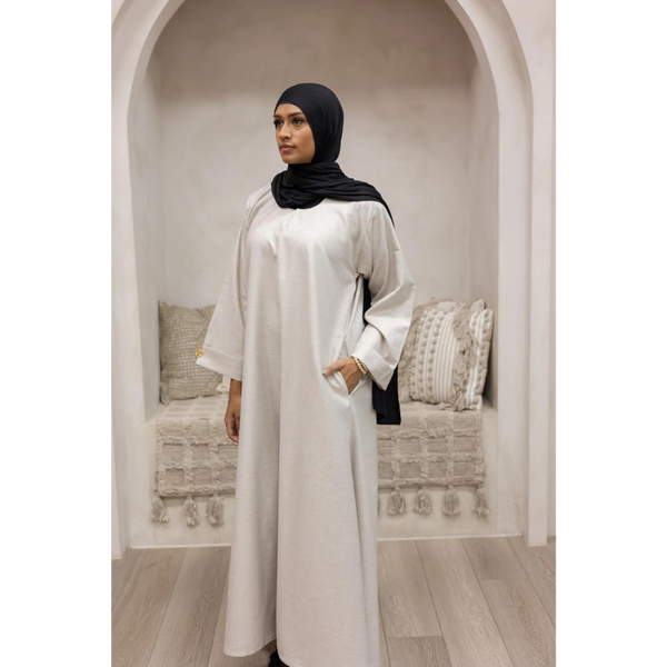 Sample Sale - Luxury Linen Abaya (Oat Matte)