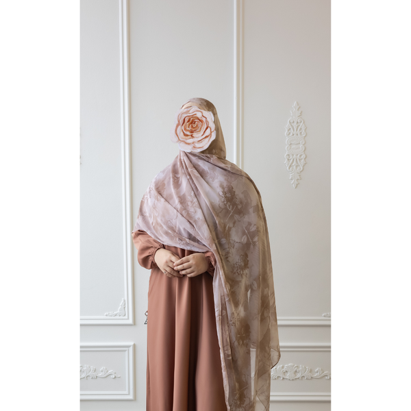 Printed Chiffon Hijab - Cinnamon Blossom