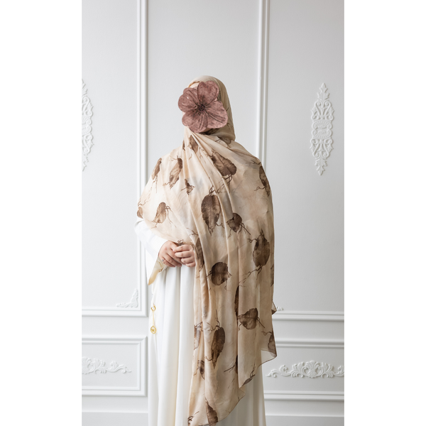 Printed Chiffon Hijab - Chestnut