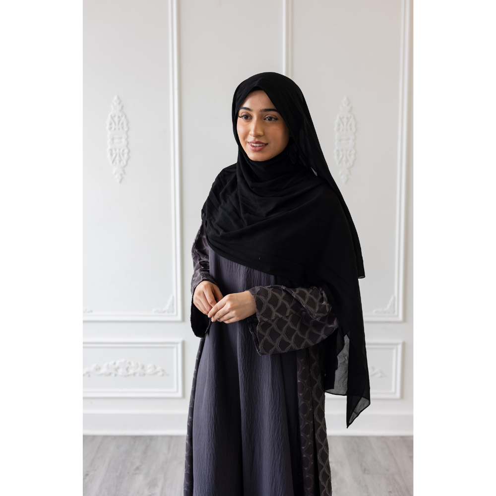 Sale Mermaid Tail Print Abaya - Grey