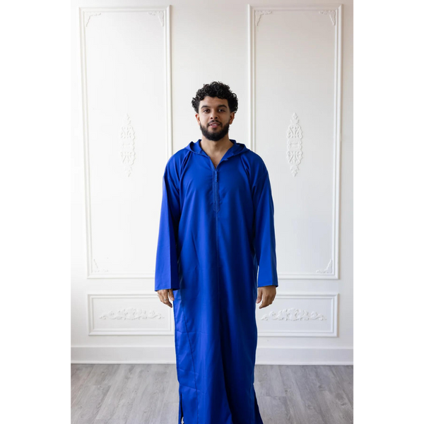 Moroccan Hoodie Thobe (Oxford Blue)