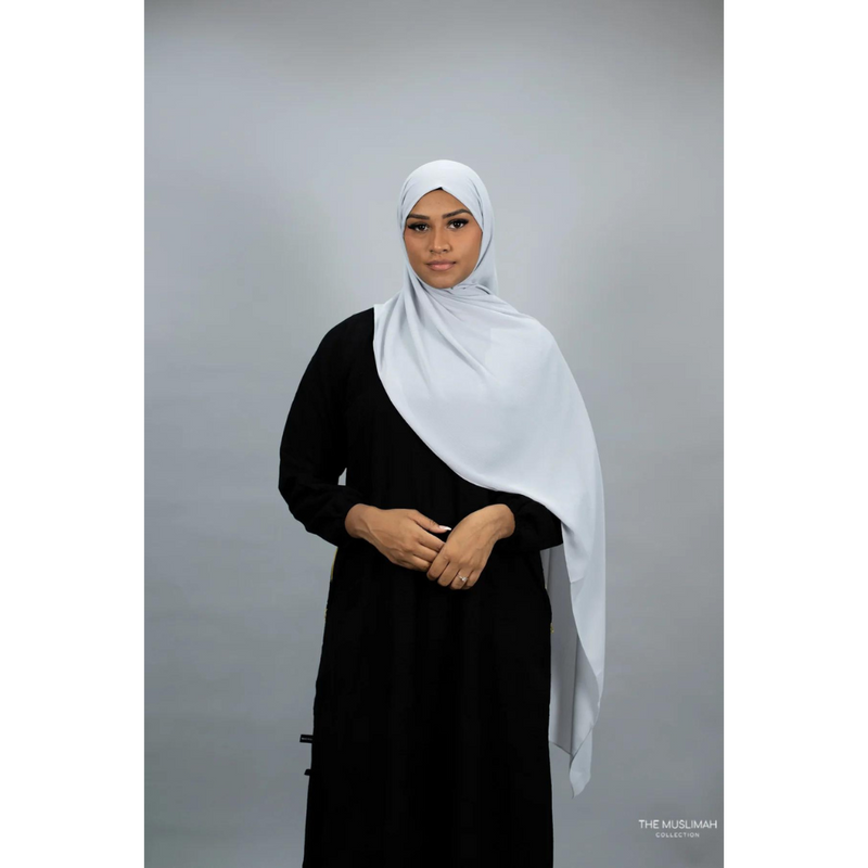 Crinkle Chiffon Hijab (Cool Ice Grey Silk)