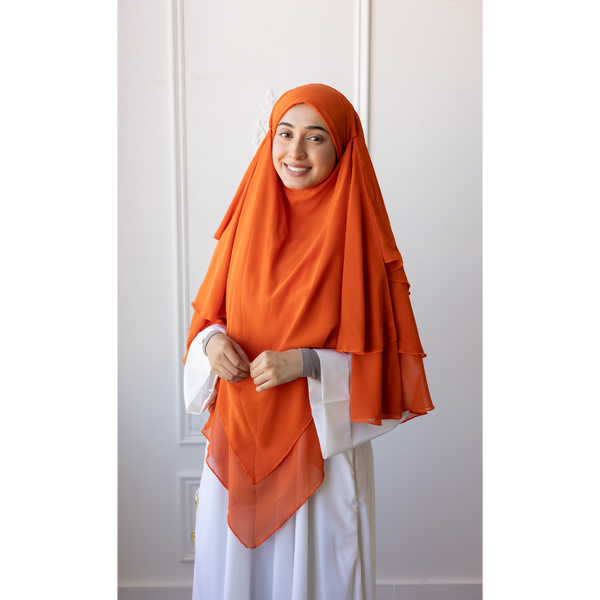 Chiffon Three Layered Princess Khimar - Amber