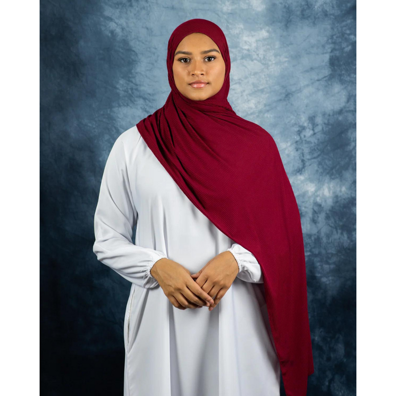 Maroon Ribbed Jersey Hijab