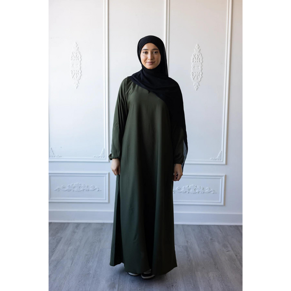 Sawda Textured Crepe Abaya (Green Asparagus)