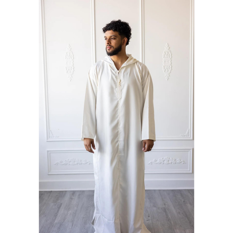 Moroccan Hoodie Thobe (Cream)