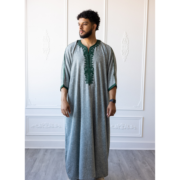 Moroccan 3/4 Sleeve Thobe Sea Mist