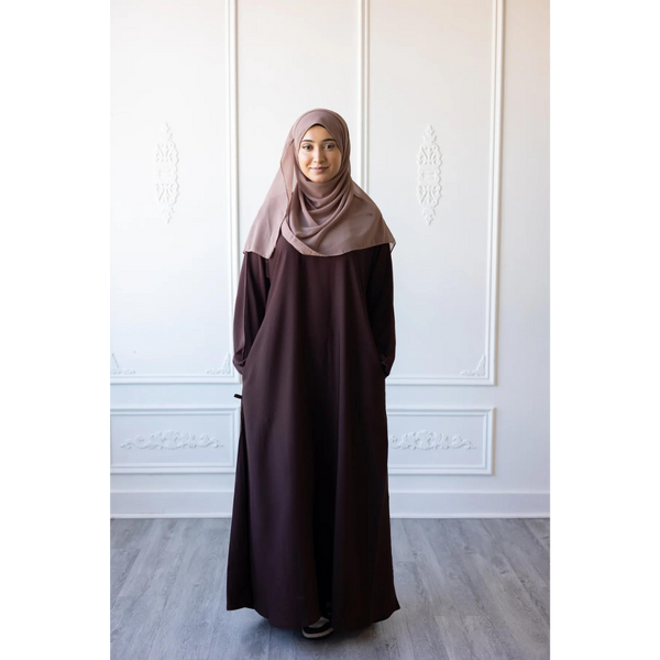 Sawda Textured Crepe Abaya (Coffee Brown)