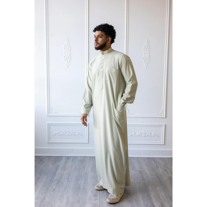 Saudi Collared Thobe Jubbah - Ali Collection (Feta)