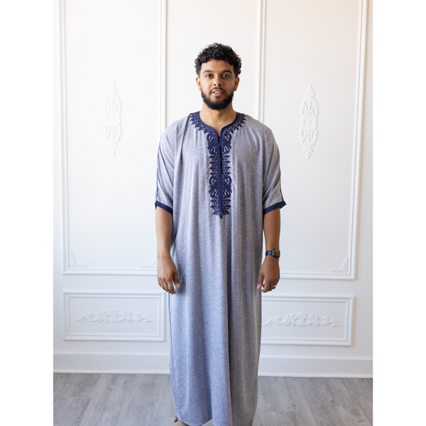 Moroccan 3/4 Sleeve Thobe (Glacier Gray & Jay Blue)