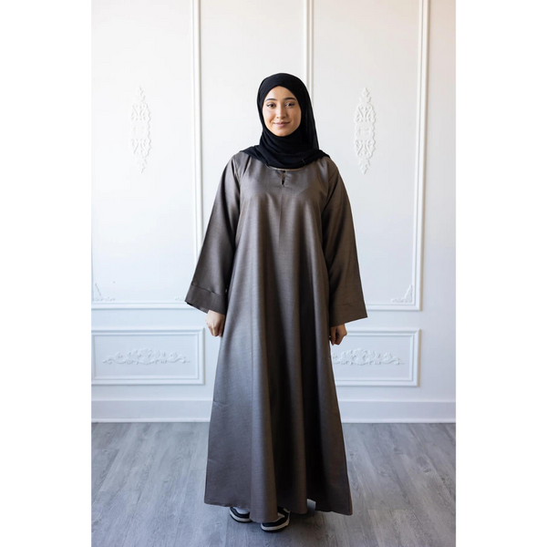 Luxury Linen Abaya (Heather Grey)