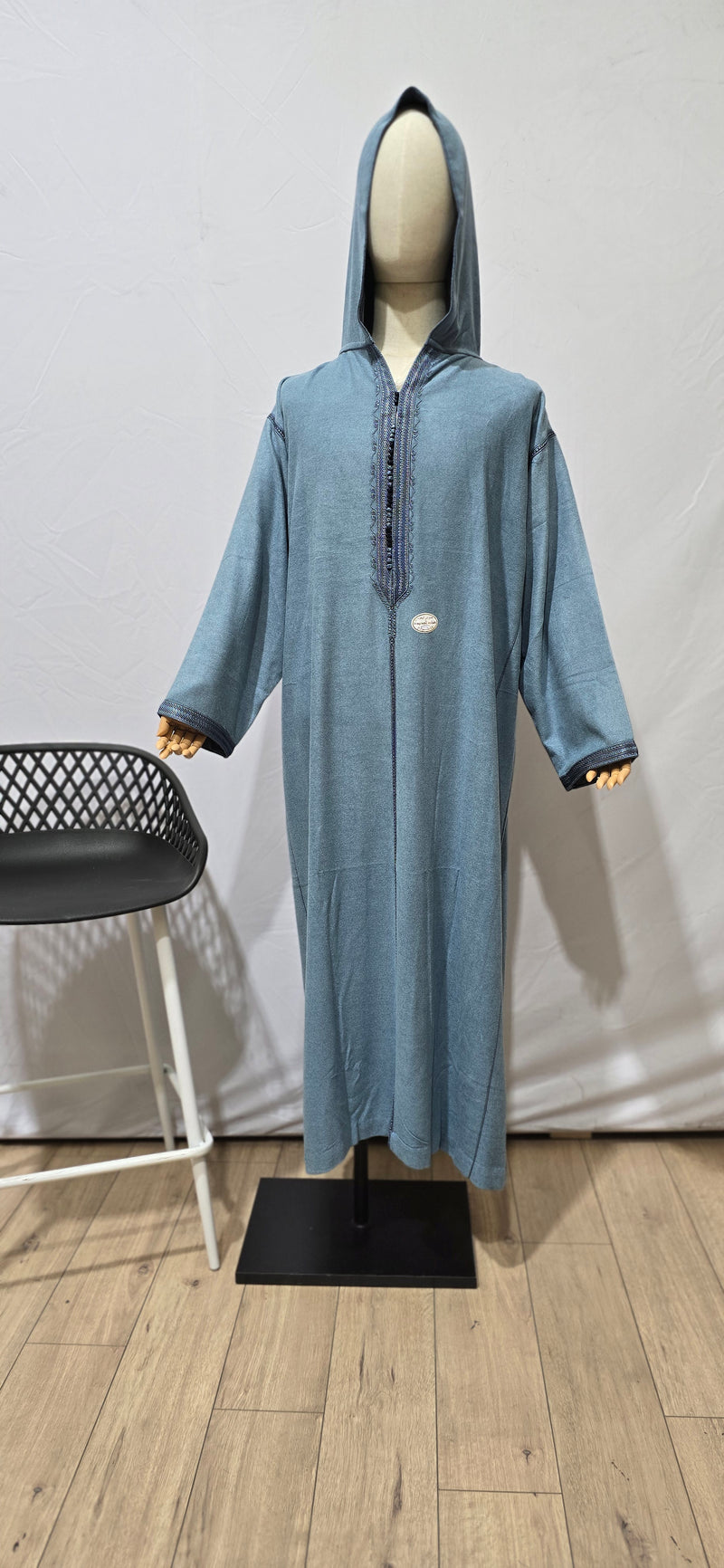 Moroccan Milifa Hoodie Thobe - Light Blue (D53 - D54)