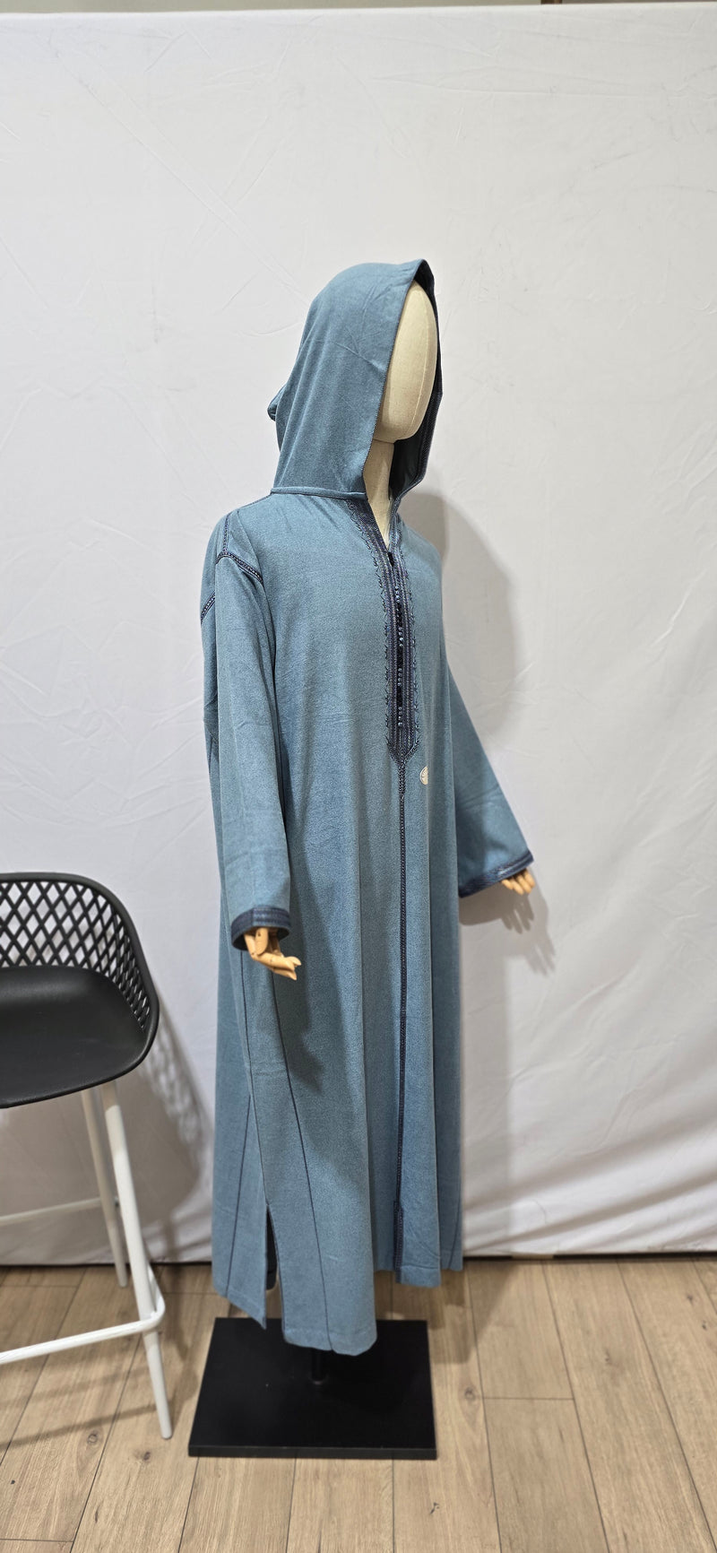 Moroccan Milifa Hoodie Thobe - Light Blue (D53 - D54)