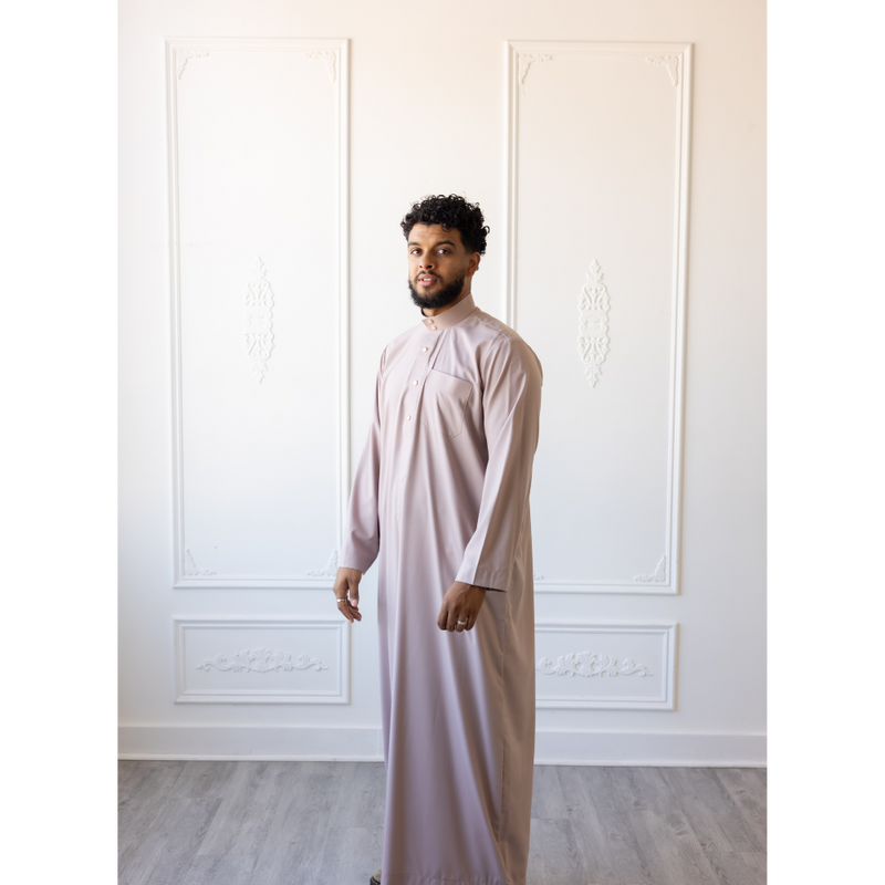 Saudi Collared Thobe Jubbah MC Cotton Blend - Seashell