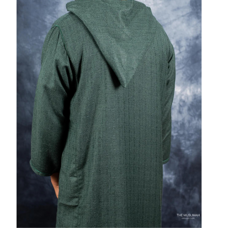 Moroccan Hoodie Thobe (Emerald Green)