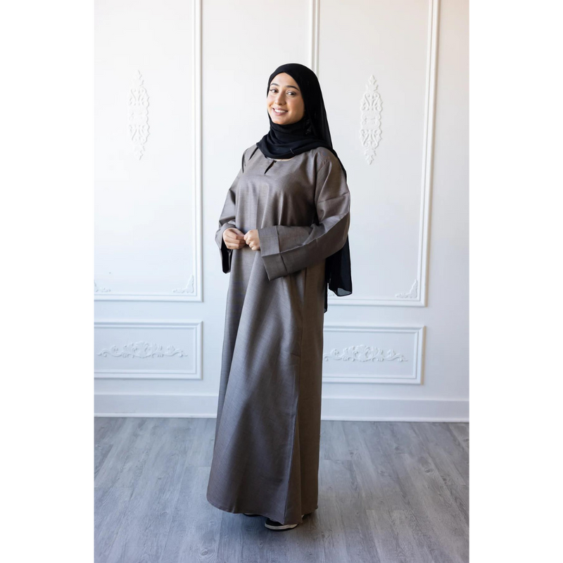 Luxury Linen Abaya (Heather Grey)