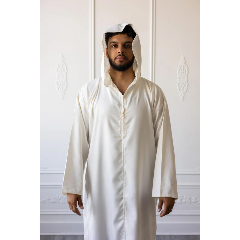 Moroccan Hoodie Thobe (Cream)