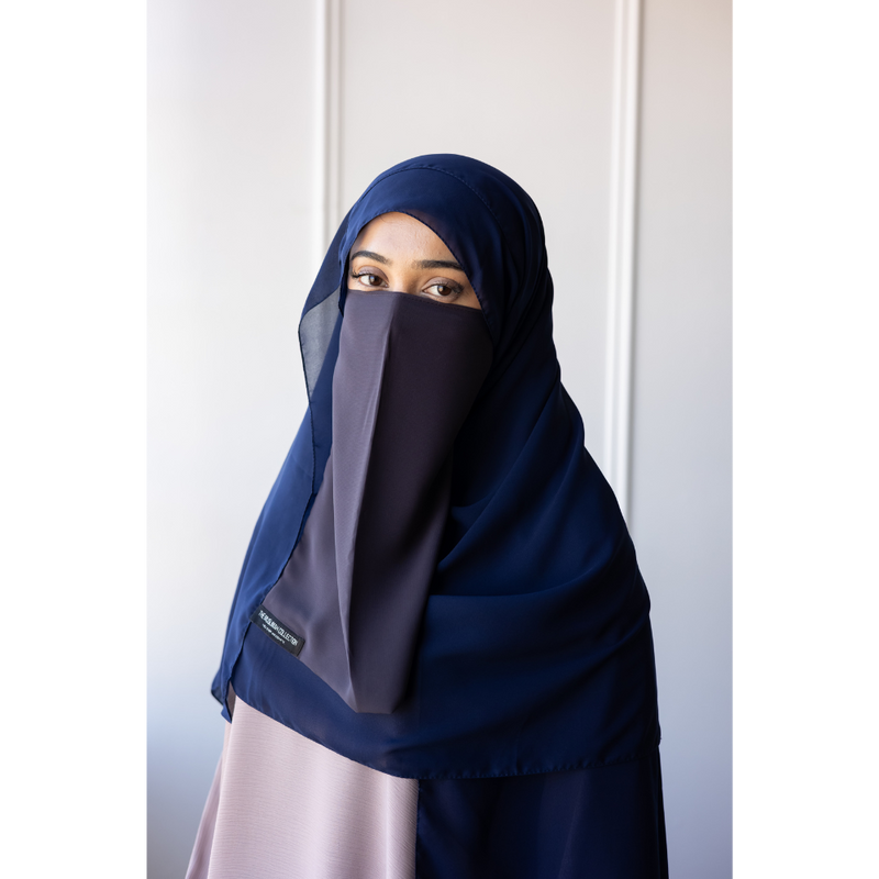 Luxury Violet Coral Elastic Half Niqab