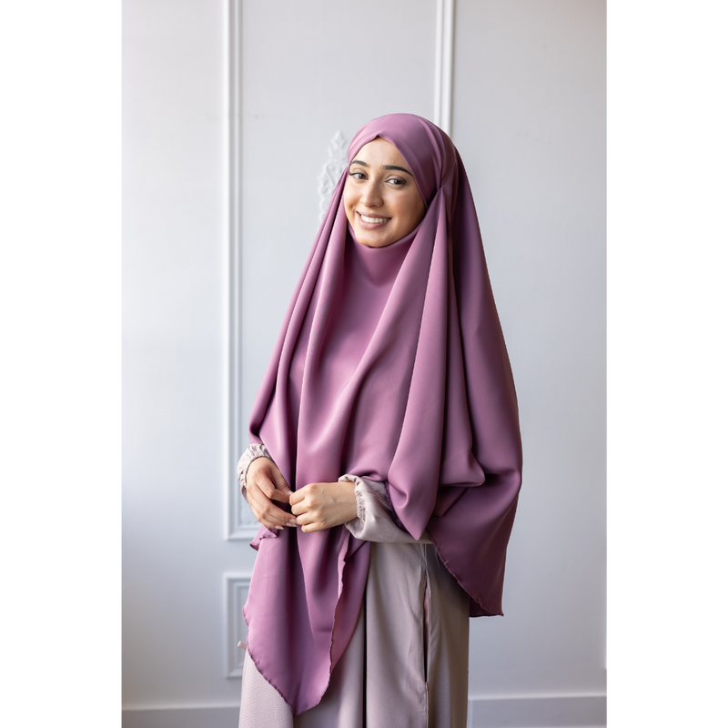 Chiffon Three Layered Princess Khimar (Turkish Rose)