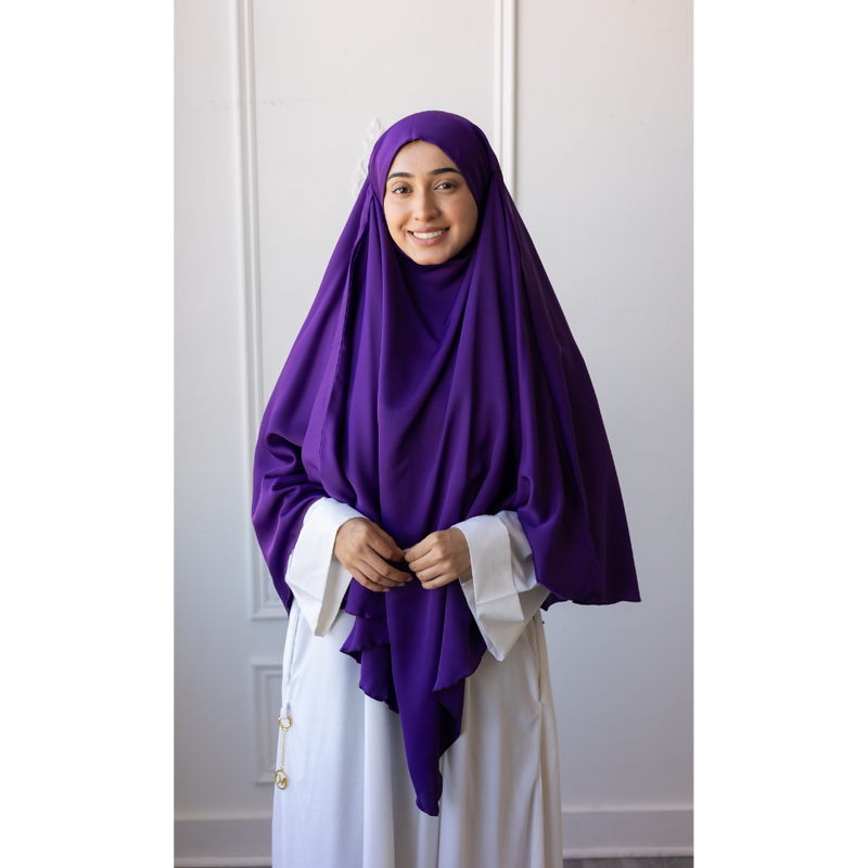 Chiffon Three Layered Princess Khimar - Violet