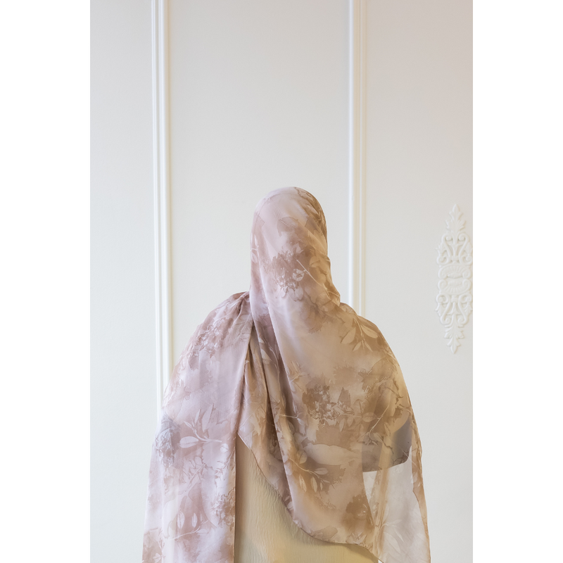 Printed Chiffon Hijab - Carmine Petals