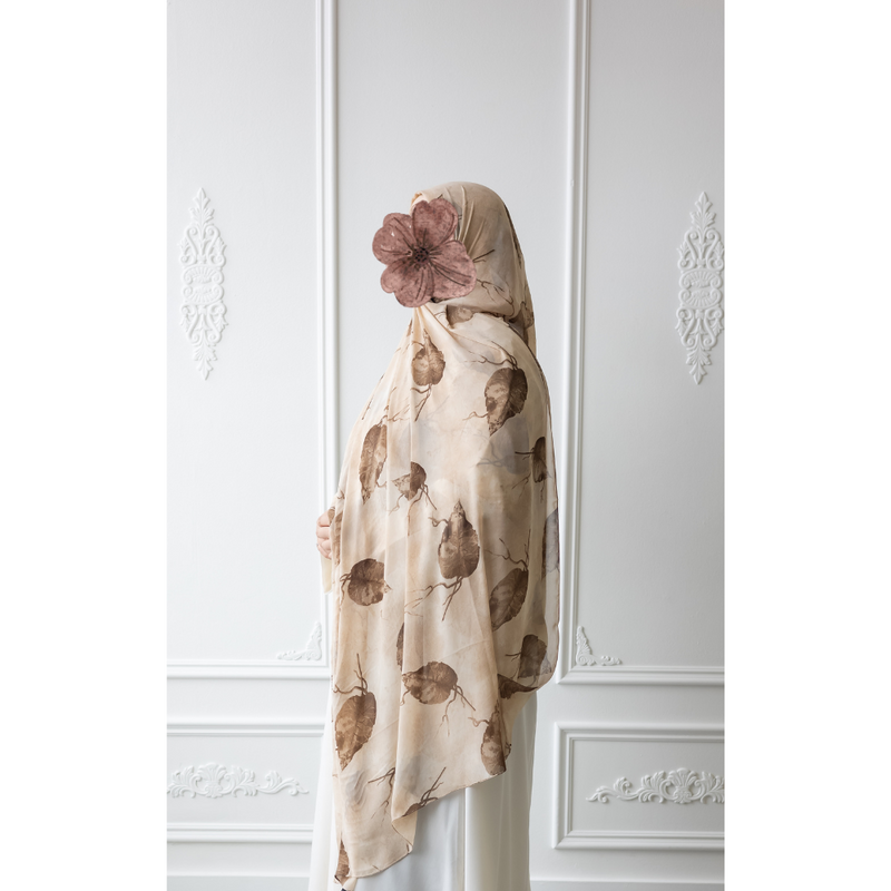 Printed Chiffon Hijab - Chestnut