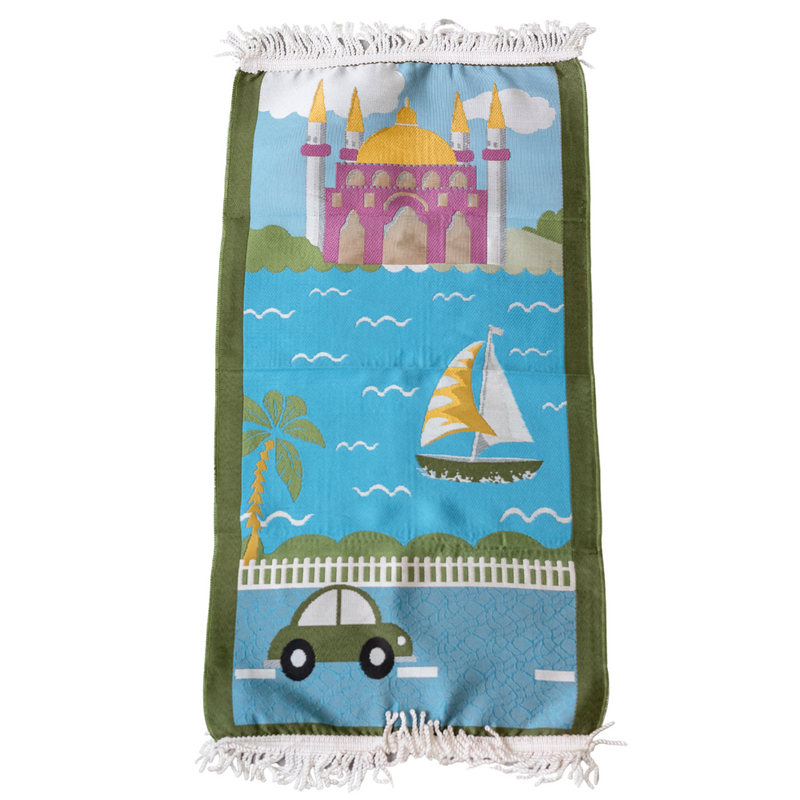 Green Kids Sajadah Prayer Mat - Bright, Bold and Colorful!