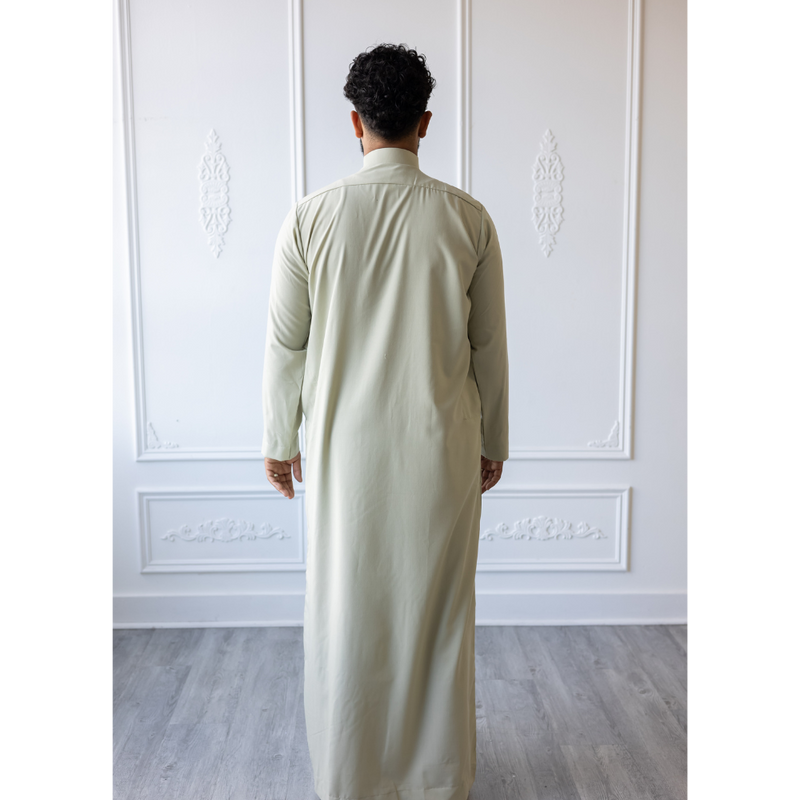 Saudi Collared Thobe Jubbah MC Cotton Blend - Pistachio