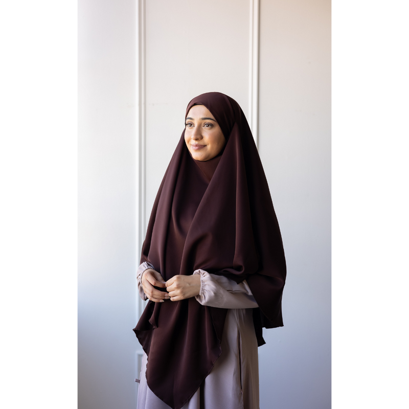 Chiffon Three Layered Princess Khimar (Chestnut)