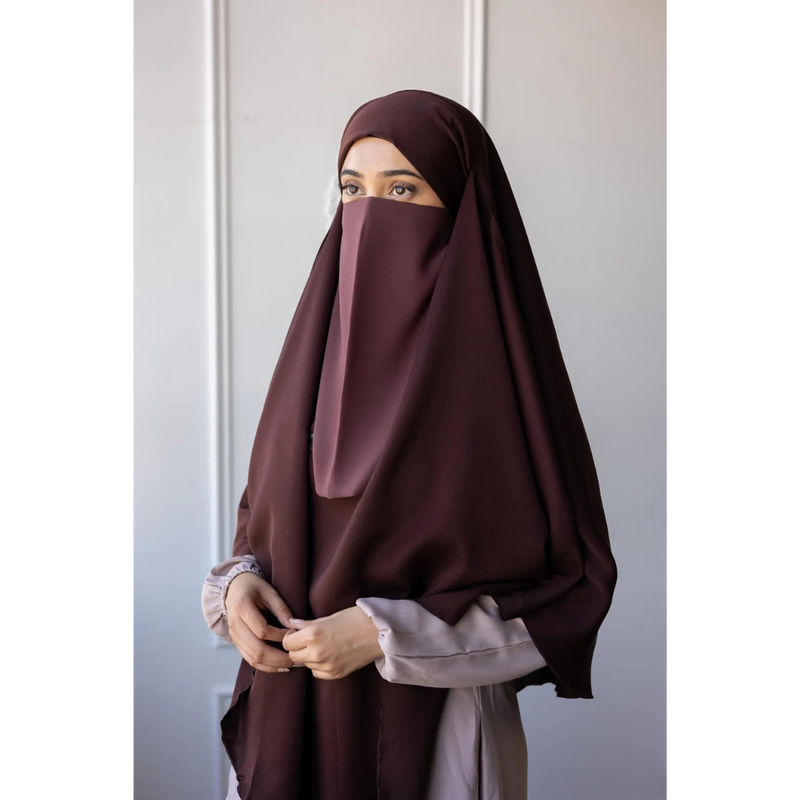 Luxury Black Elastic Half Niqab (Cocoa Brown)