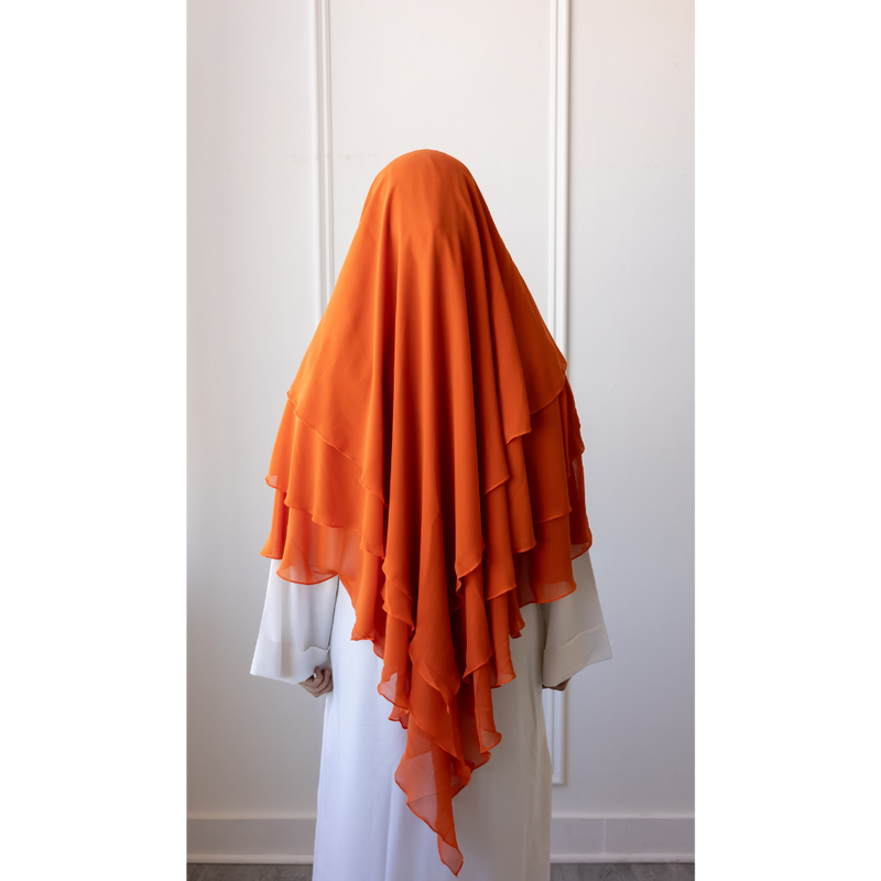 Chiffon Three Layered Princess Khimar - Amber