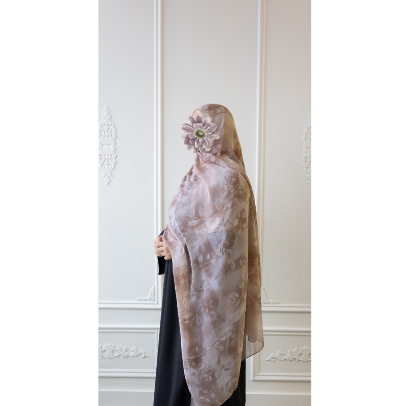 Printed Chiffon Hijab - Velvet Pink