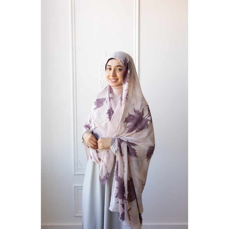 Printed Chiffon Hijab - Maple Leaf