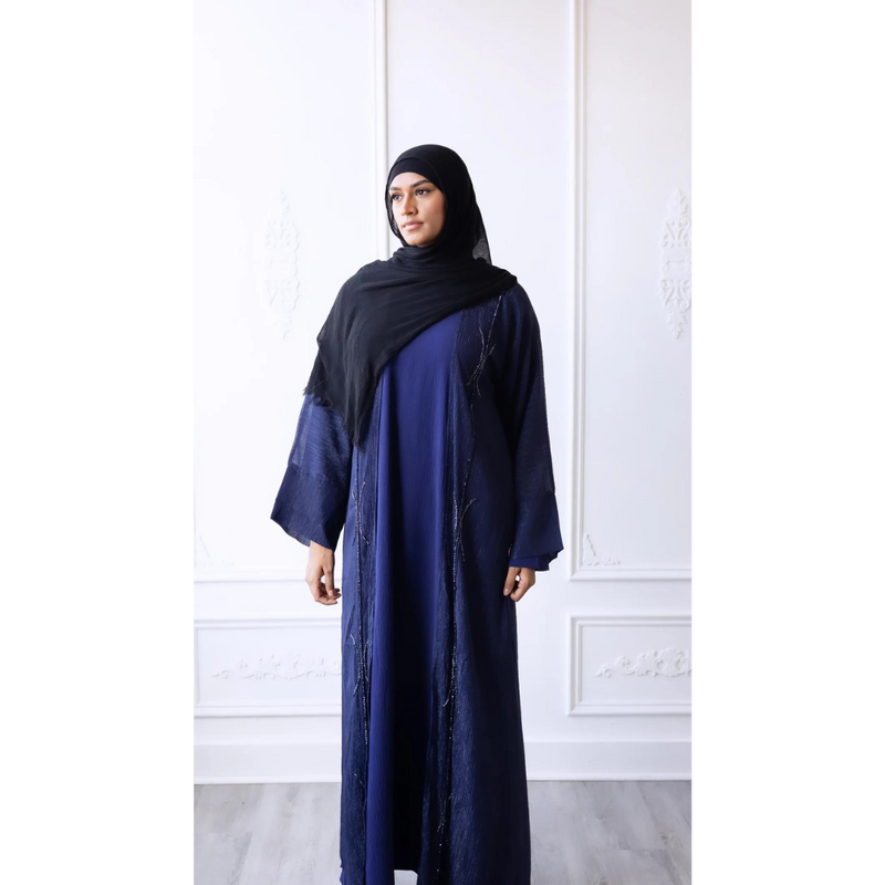 Shimmery Glam Fancy Abaya Royal Blue