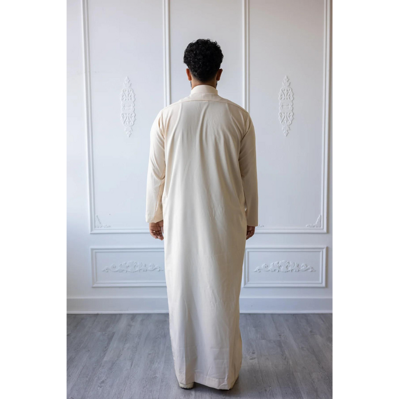 Saudi Collared Thobe Jubbah - Ali Collection (Cream)