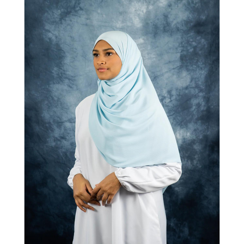 Crinkle Chiffon Hijab (Powder Blue Silk)
