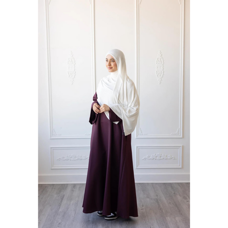 Umm Salama Cotton Blend Loose Fit Abaya - Raspberry Glaze