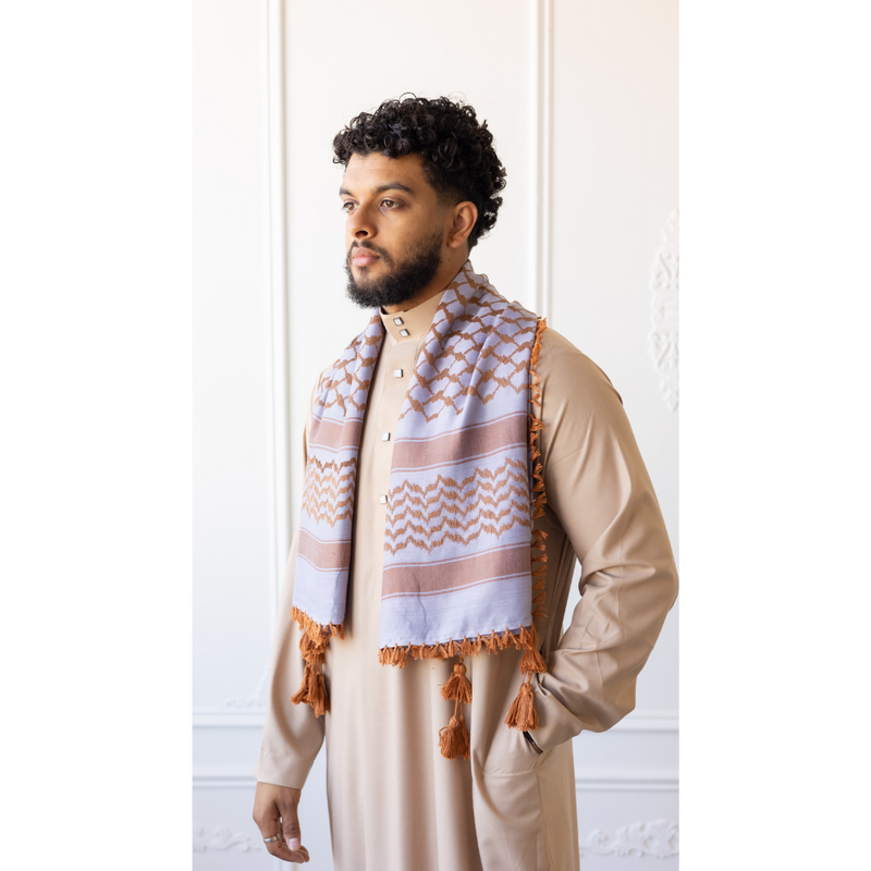 Mauve & Lilac Imamah/Shemagh/Keffiyyah Arab Men's Scarf