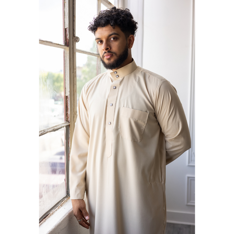 Saudi Collared Thobe Jubbah MC Cotton Blend - Summer Rays