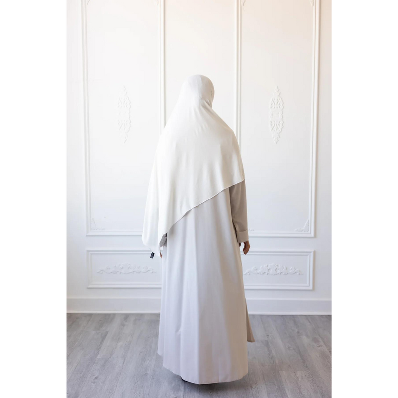 Umm Salama Cotton Blend Loose Fit Abaya - Porcelain White